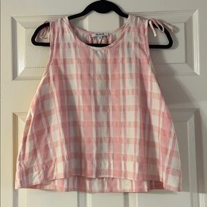Madewell pink and white checkered sleeveless top